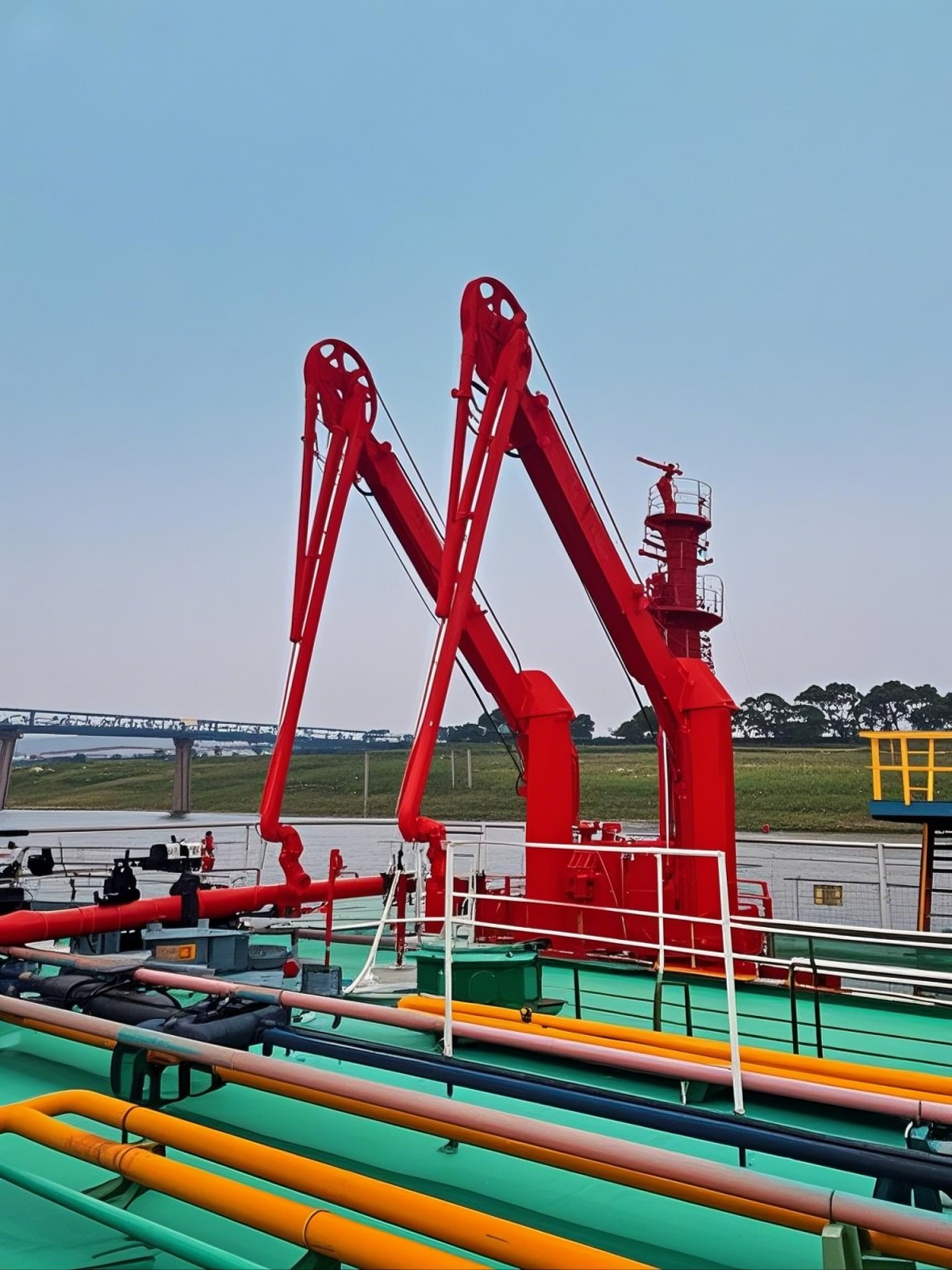 九江石化18台CCS认证趸船用输油臂现场安装调试完成